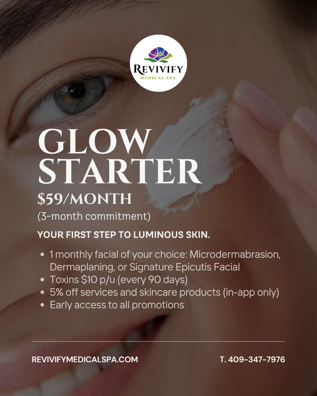 Soft macro of a facial cream being applied to dewy, hydrated skin.